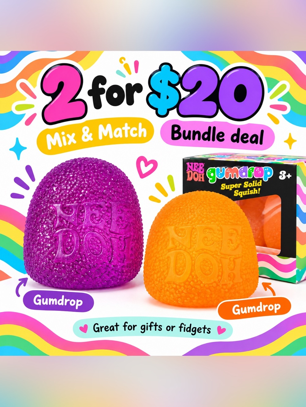 2 for $20 NeeDoh Gumdrop Bundle – Mix & Match Colors